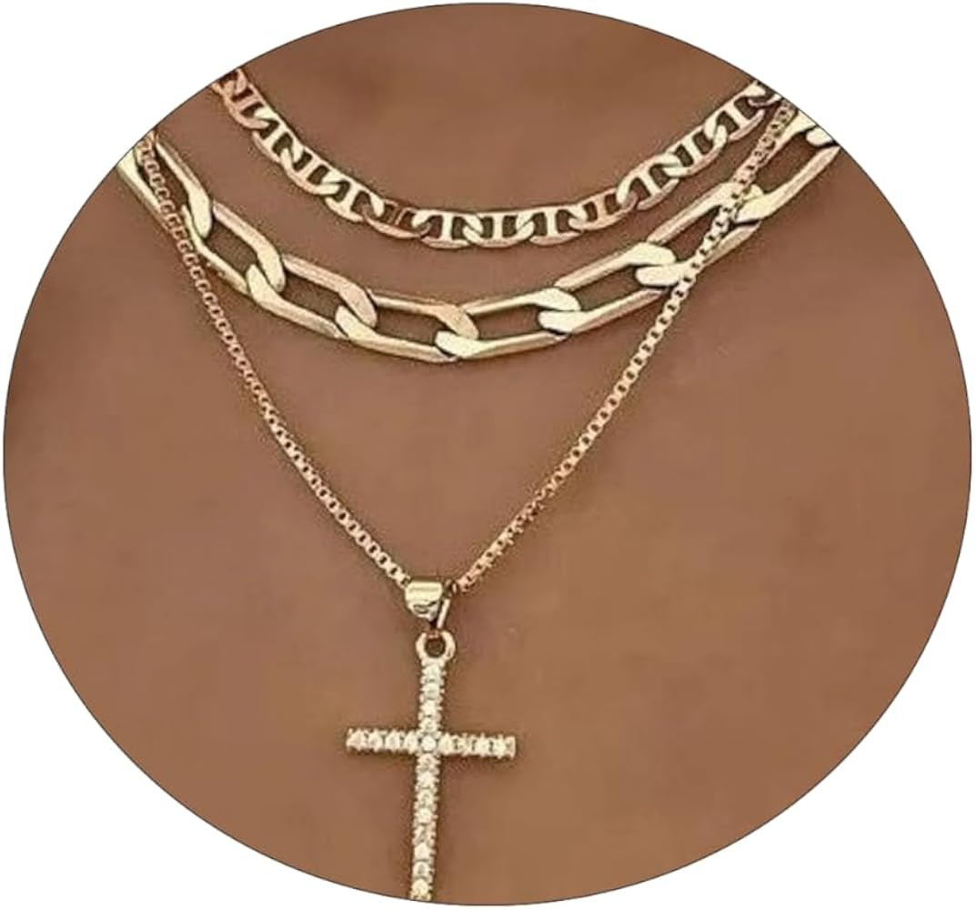 Cross Necklace for Women,Stackable Stacked Stacking Layering Layered Necklaces Dainty Gold Neckla... | Amazon (US)