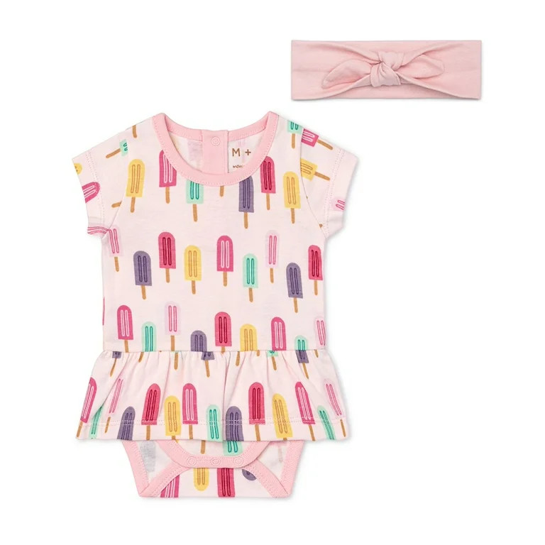 M+A by Monica + Andy Organic Cotton Gender Neutral Short Sleeve All Dressed Up Bodysuit + Headban... | Walmart (US)