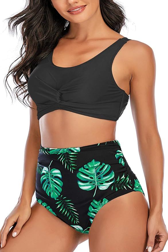 XUELAN Women High Waisted Swimsuits Two Piece Tummy Control Bathing Suits Bikini | Amazon (US)