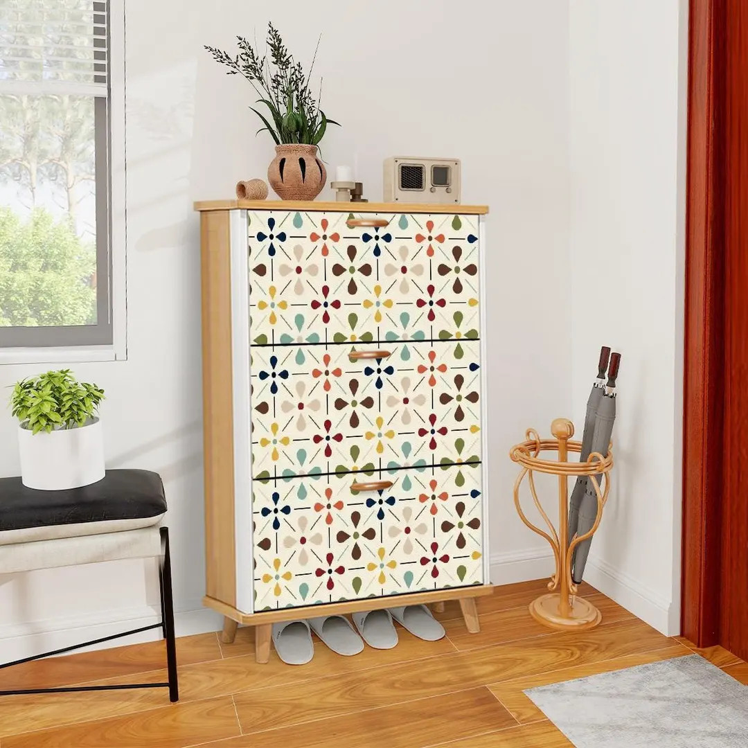 Danish Scandi Floral Shoe Storage, Mid Century Modern Cabinet, Retro Entryway Organizer | Etsy (US)