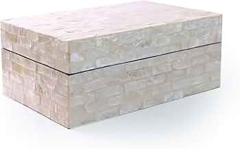 PEMAR Capiz Shell Jewelry Box with Lids Rectangular Keepsake Treasure Chest, Shelf Decorative Woo... | Amazon (US)