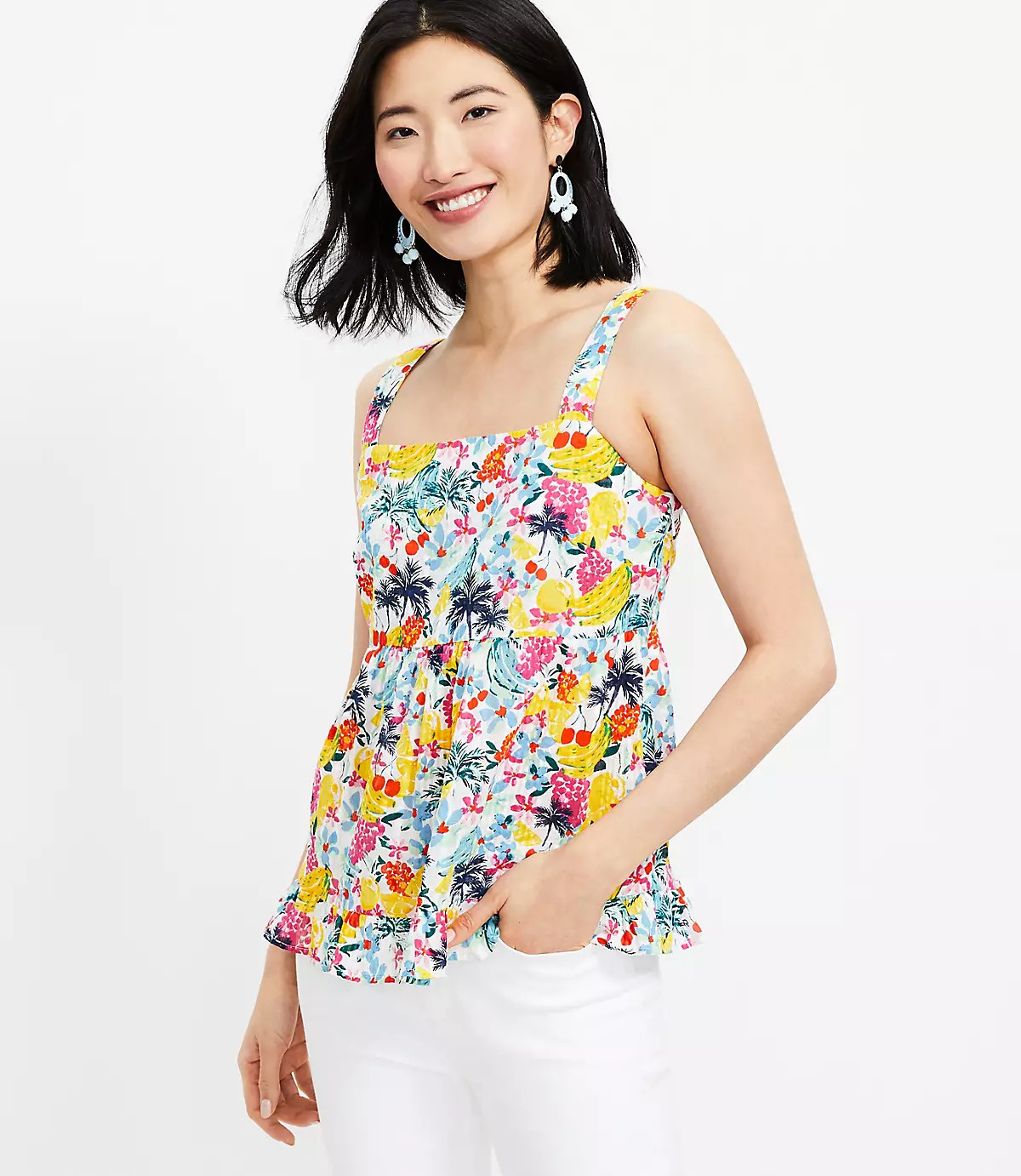Floral Tie Back Peplum Cami | LOFT
