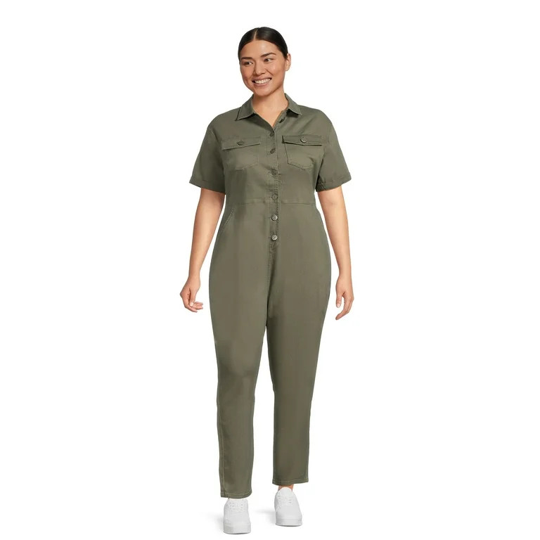 Celebrity Pink Juniors Plus Size Roll Cuff Boiler Suit | Walmart (US)