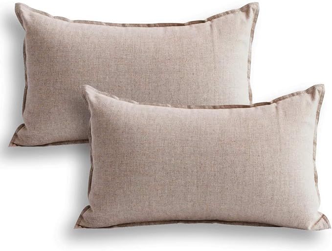 Jeanerlor 12"x20" Cotton Linen Decorative Lumber Throw Pillow Case Cushion Cover Set with Twin Ne... | Amazon (US)
