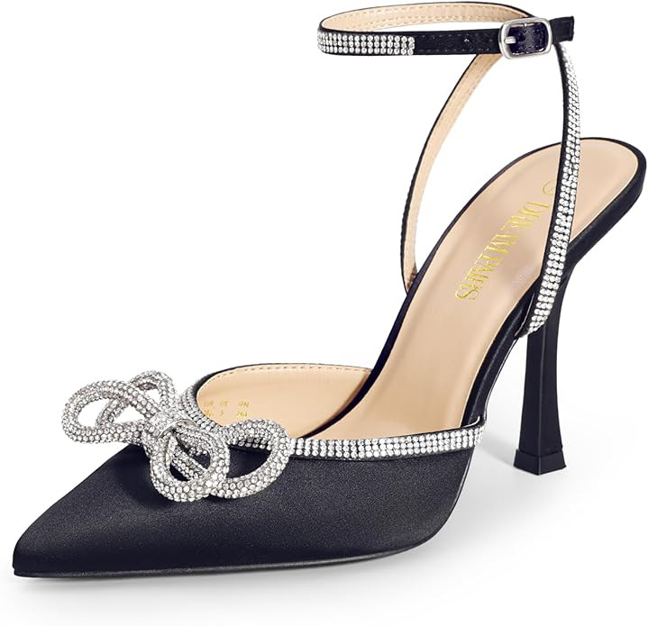 DREAM PAIRS Women's High Heels Destiny Closed Toe Strappy Heels Sexy Rhinestone Ankle Strap Pumps... | Amazon (US)
