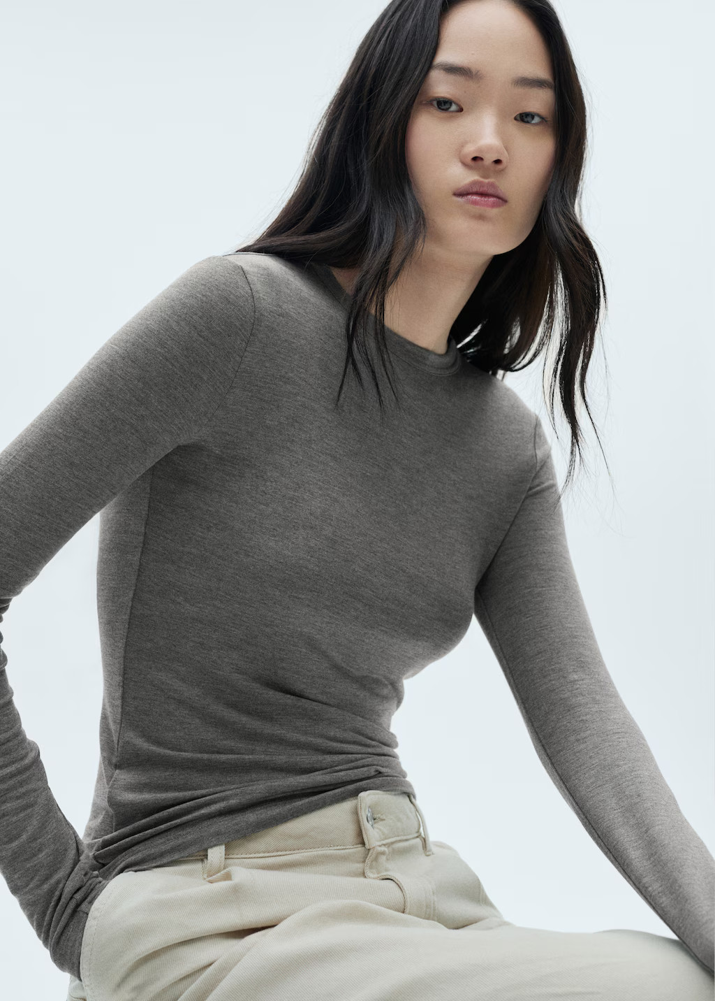 Round-neck long-sleeved t-shirt - Women | MANGO USA | Mango (US/MX/AU)