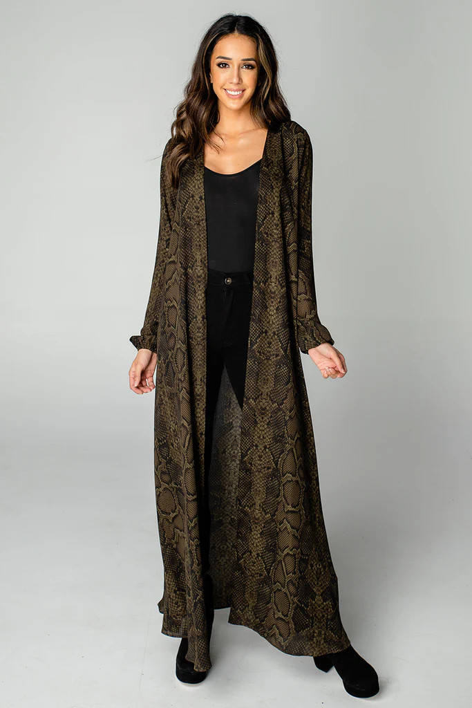 Stoney Long Sleeved Duster - Olive | BuddyLove
