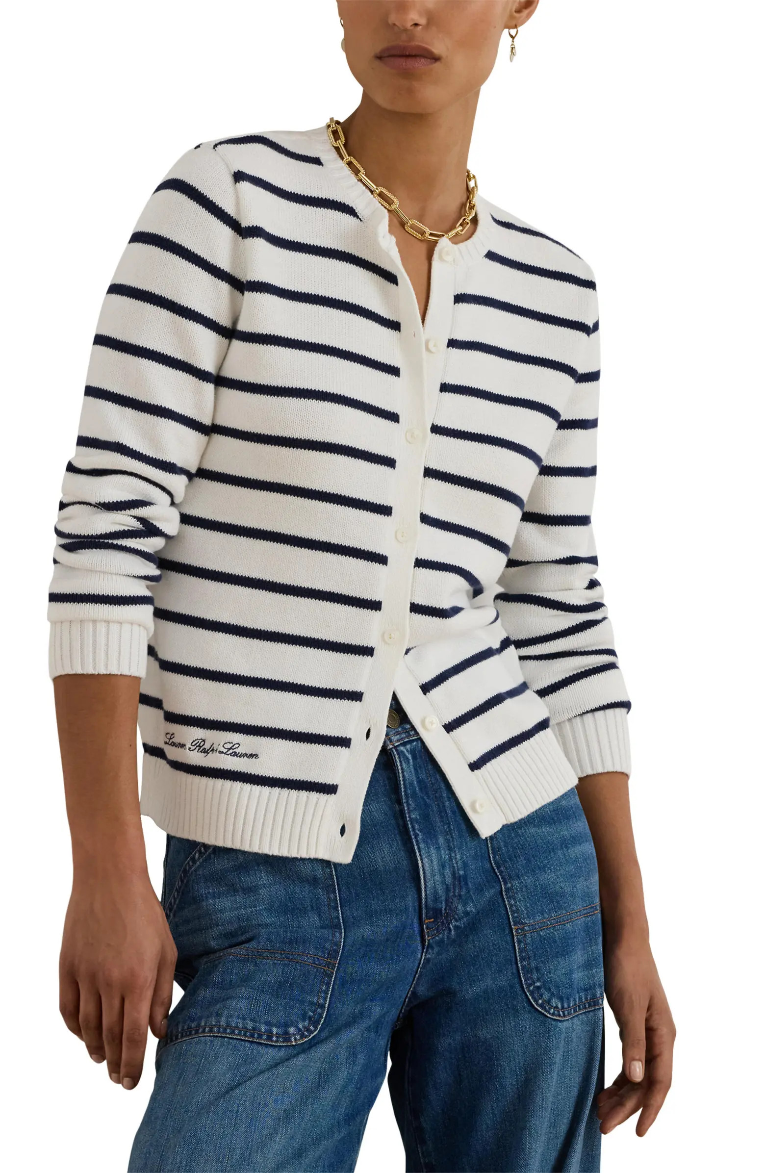 Ralhan Stripe Combed Cotton Cardigan | Nordstrom