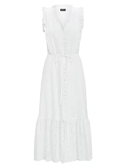 Ruffled Eyelet Lace Midi-Dress | Saks Fifth Avenue