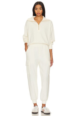 Varley Radford Half Zip Sweatshirt in Egret from Revolve.com | Revolve Clothing (Global)