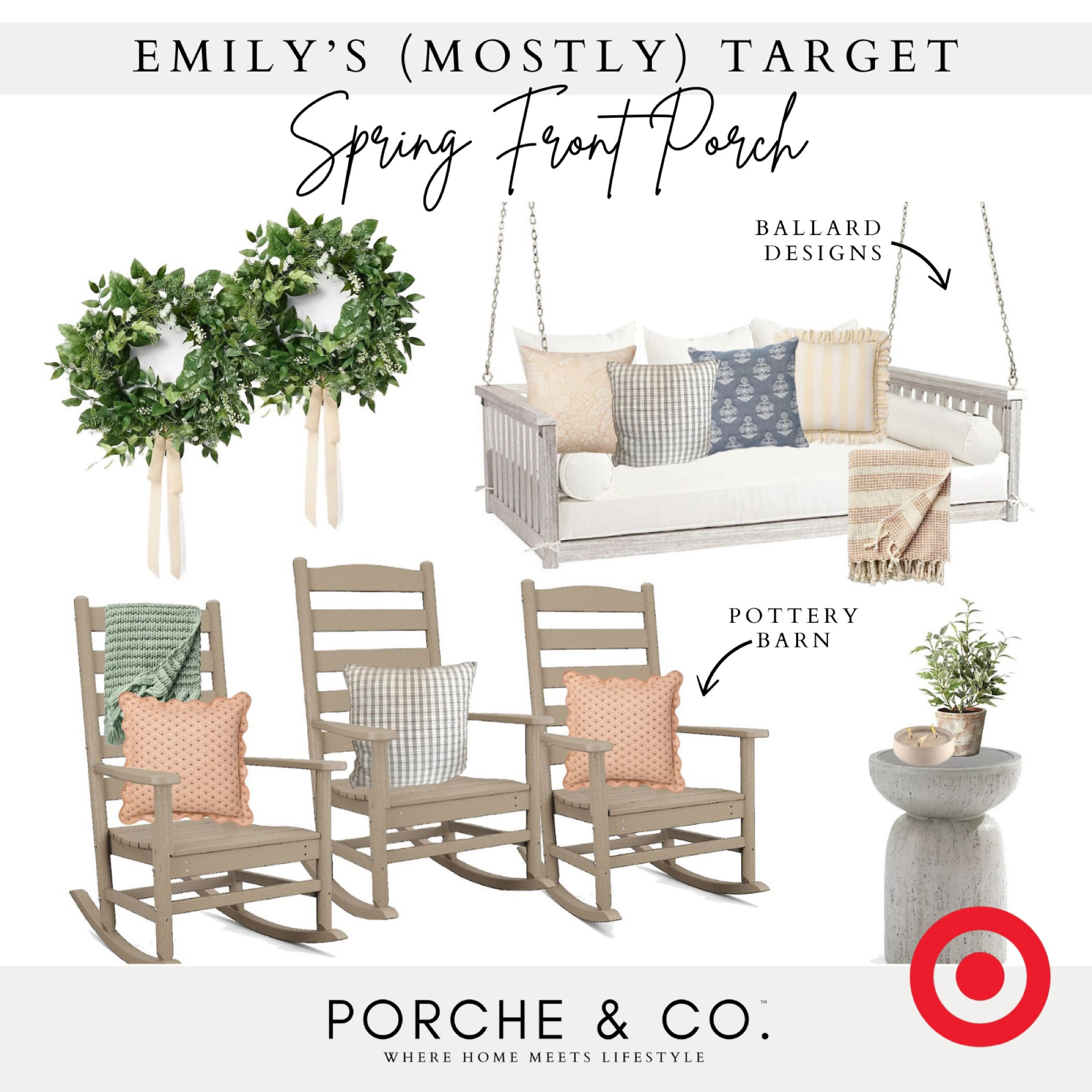 Emily’s (mostly Target) Spring front porch! Pastel pillows, porch swing, side table and spring wreaths for front door! 🌷

#LTKHome #LTKStyleTip #LTKSeasonal