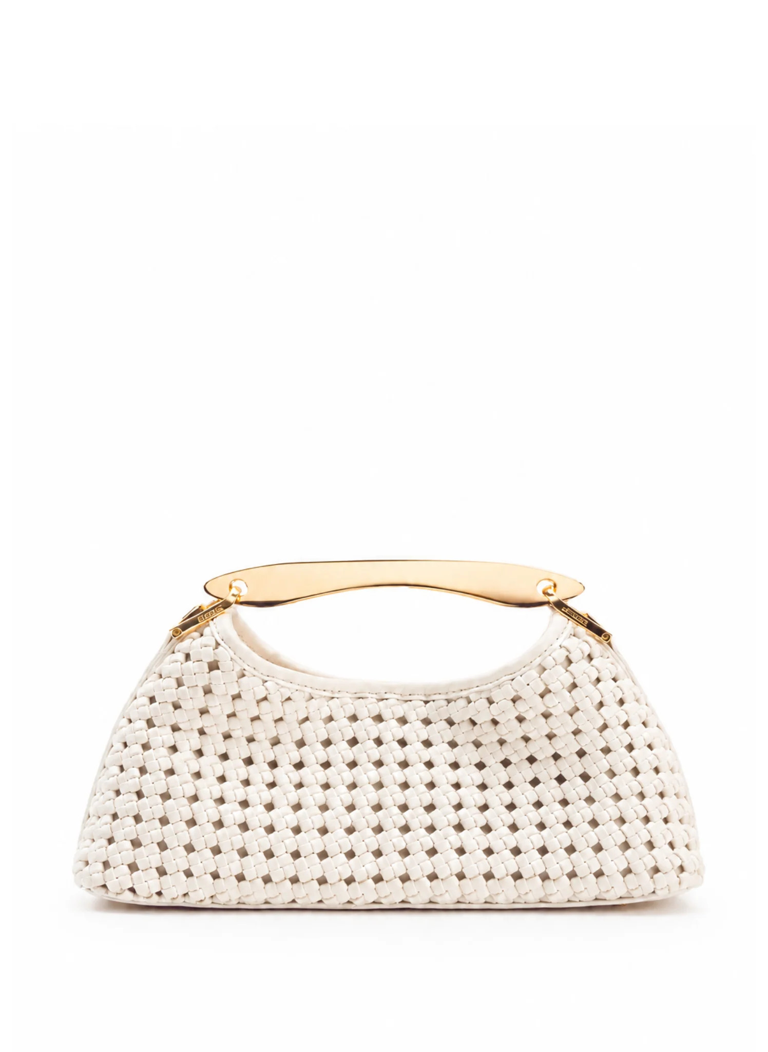 Mini Boomerang Woven Leather Ivory - Cute Leather Mini Bag - Elleme | Elleme