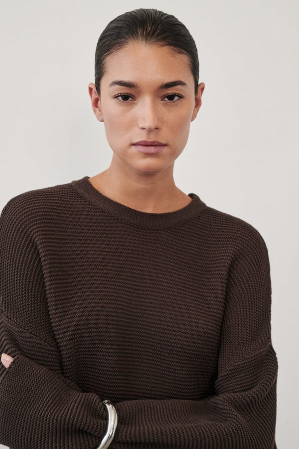 THEA BURNT CHOC COTTON KNIT JUMPER | DISSH