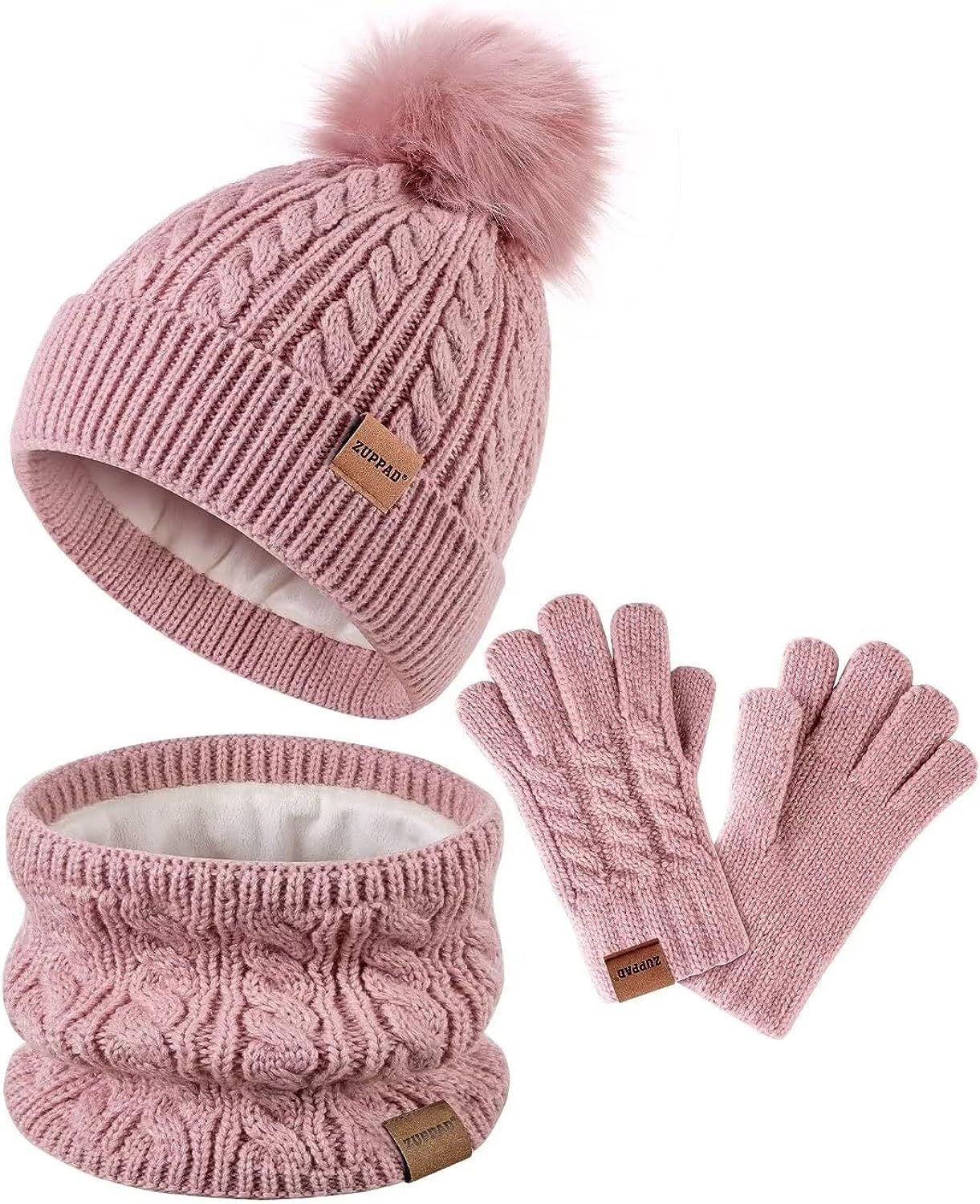 Kids Winter Hat Gloves Scarf Set,Girls Toddler Children Hats Beanie with Pom Knit Neck Warmer Gai... | Amazon (US)