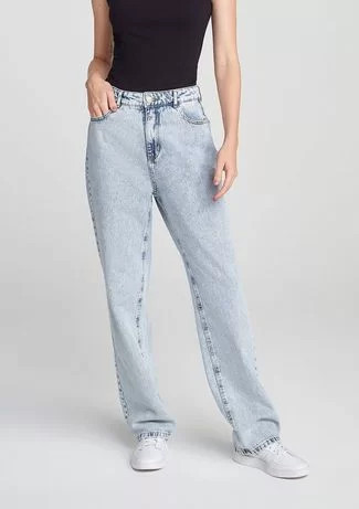 Calça Jeans Feminina Cintura Alta Reta AZUL CLARO | Dafiti (BR)