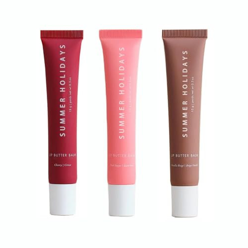 3 PACK Summer Holidays Lip Butter Balm Summer Lip Balm Summer Day & Friday Lip Gloss (Pink Sugar+Cherry+Vanilla Beige, 0.5oz) | Amazon (US)