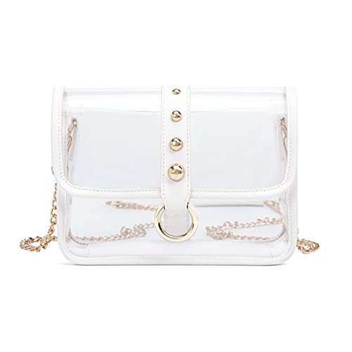 KUI WAN Clear Bag Stadium Approved,Clear Purse for Women Clear Crossbody Bag for Sport Event Concert,White | Amazon (US)