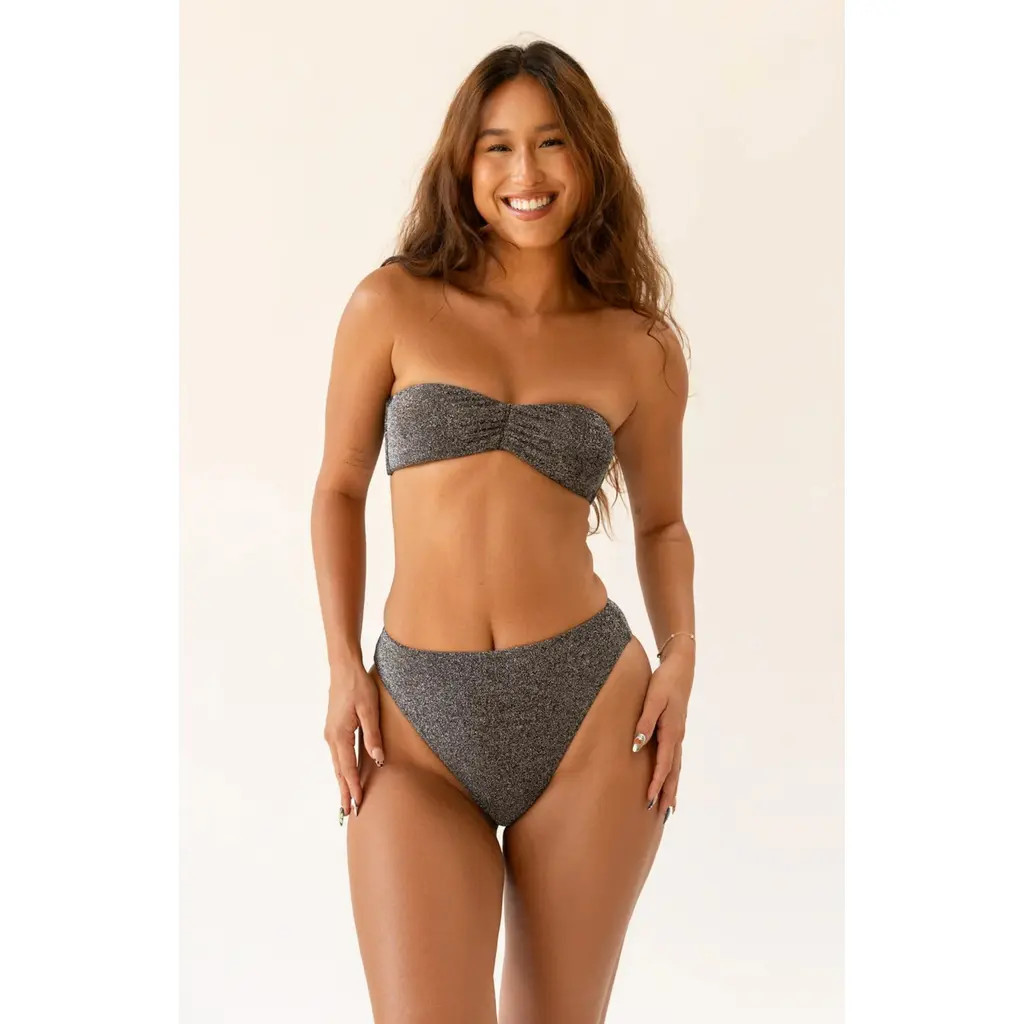 Dippin Daisys Hudson Bandeau Bikini Top in Sparkle Black at Nordstrom, Size Small | Nordstrom