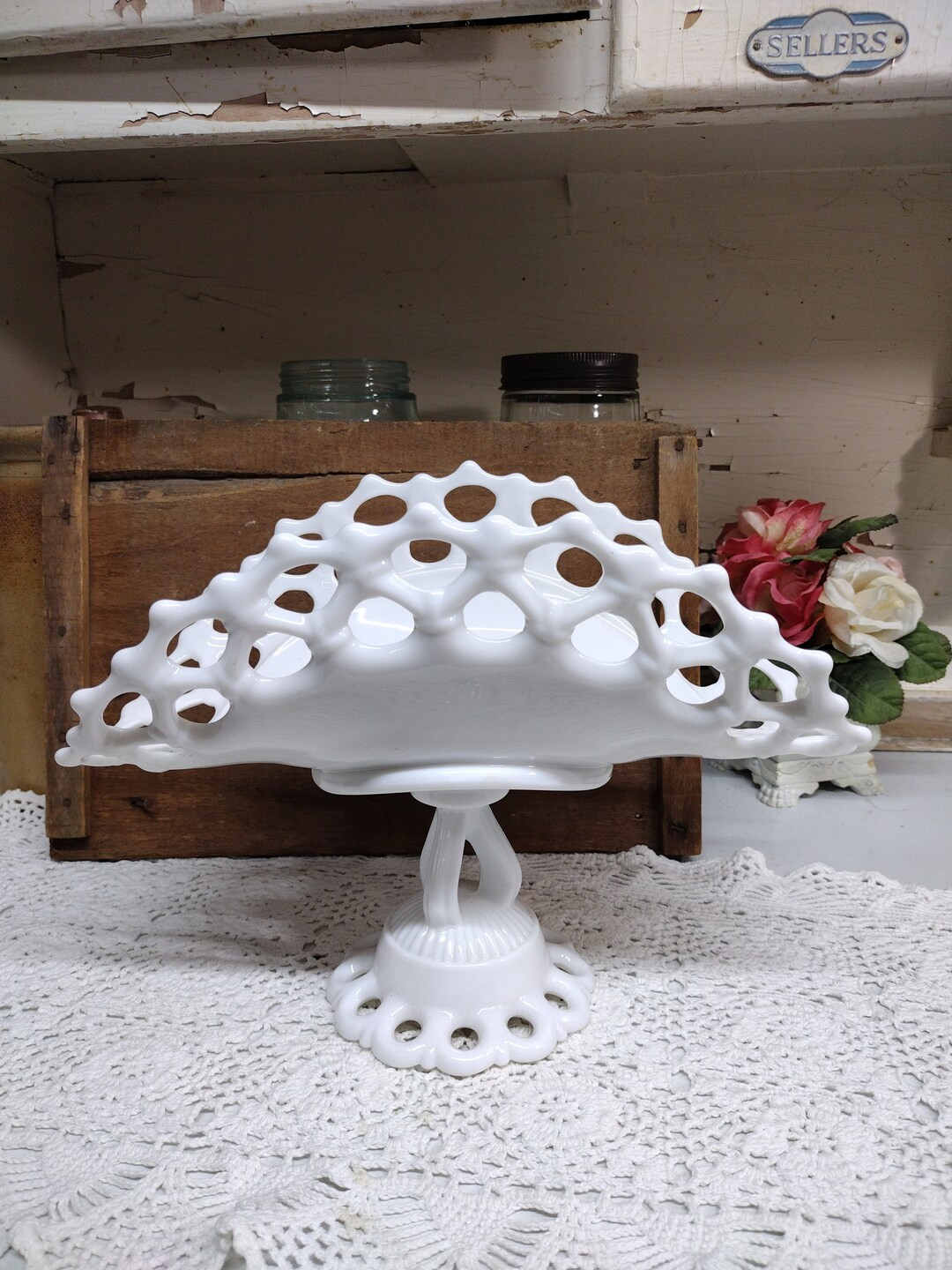 Vintage Westmoreland Doric Banana Stand White or Milk Glass Heavy Marked With Westmoreland Logo 8... | Etsy (US)