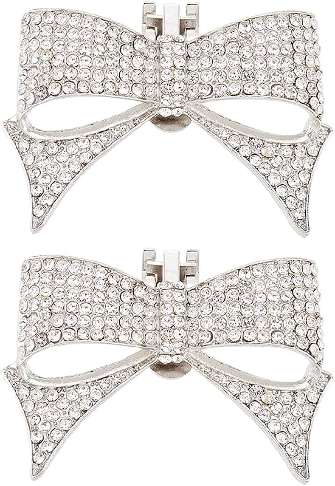 FINGERINSPIRE 1 Pair Rhinestones Bow Shoe Clips Sliver Bowknot Crystal Rhinestone Shoe Buckle Det... | Amazon (US)