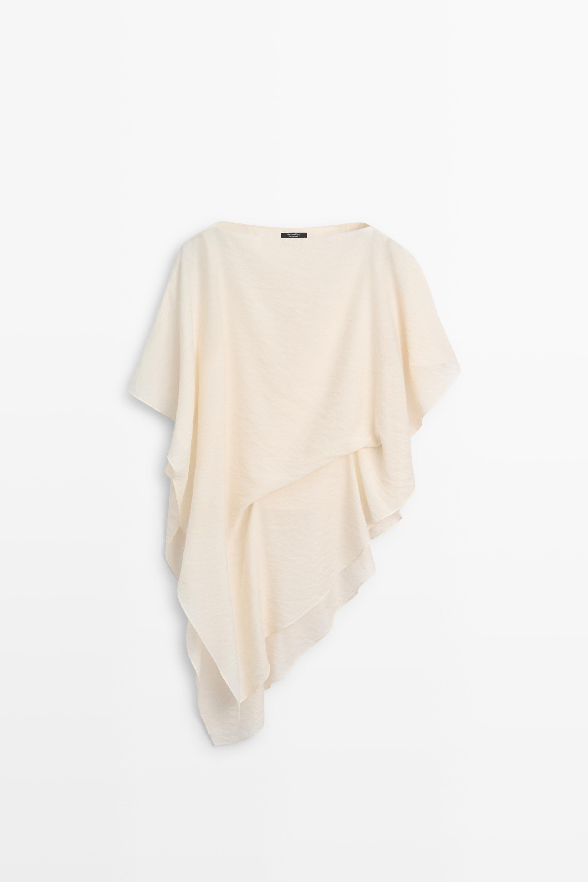 Asymmetric cape-style flowing blouse | Massimo Dutti UK
