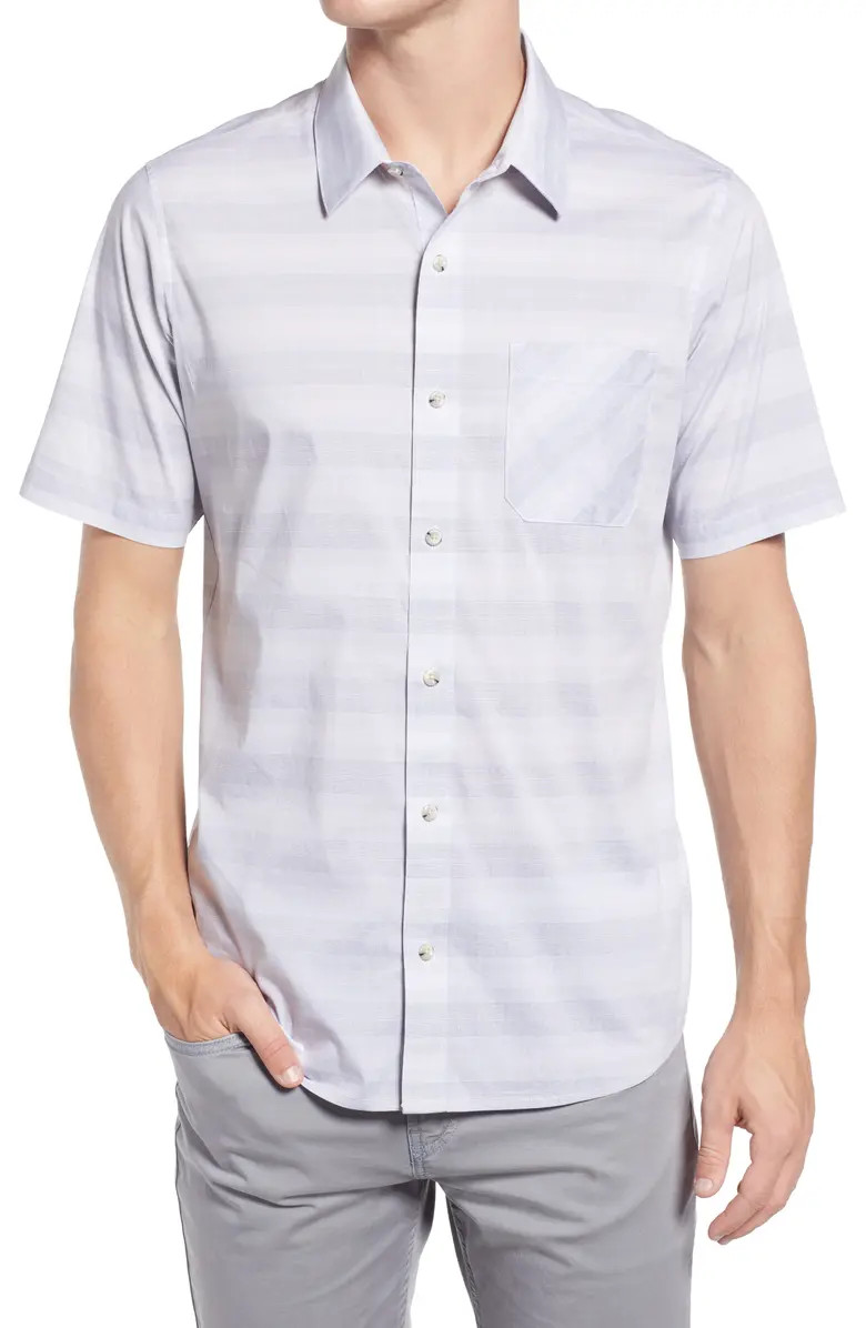 Bowl Bid Stripe Short Sleeve Stretch Button-Up Shirt | Nordstrom | Nordstrom
