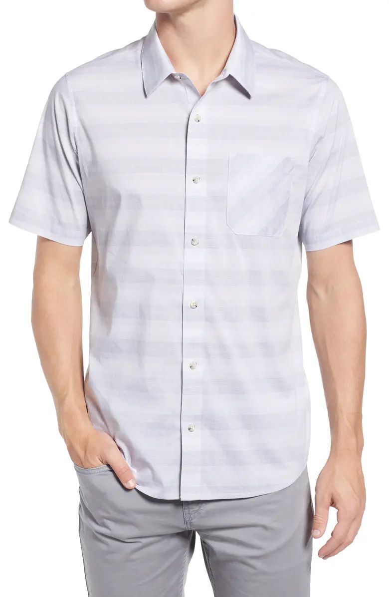 Bowl Bid Stripe Short Sleeve Stretch Button-Up Shirt | Nordstrom | Nordstrom