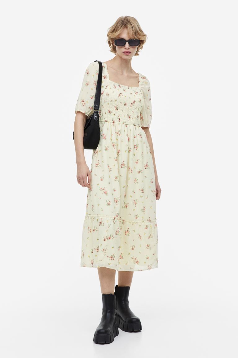 Puff-sleeved Smocked Dress | H&M (US + CA)