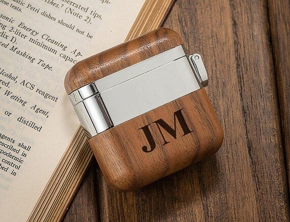 Custom Engraved Airpods Wood and Stainless Steel Case, Engraved Wooden Airpods Case with Keychain... | Etsy (US)