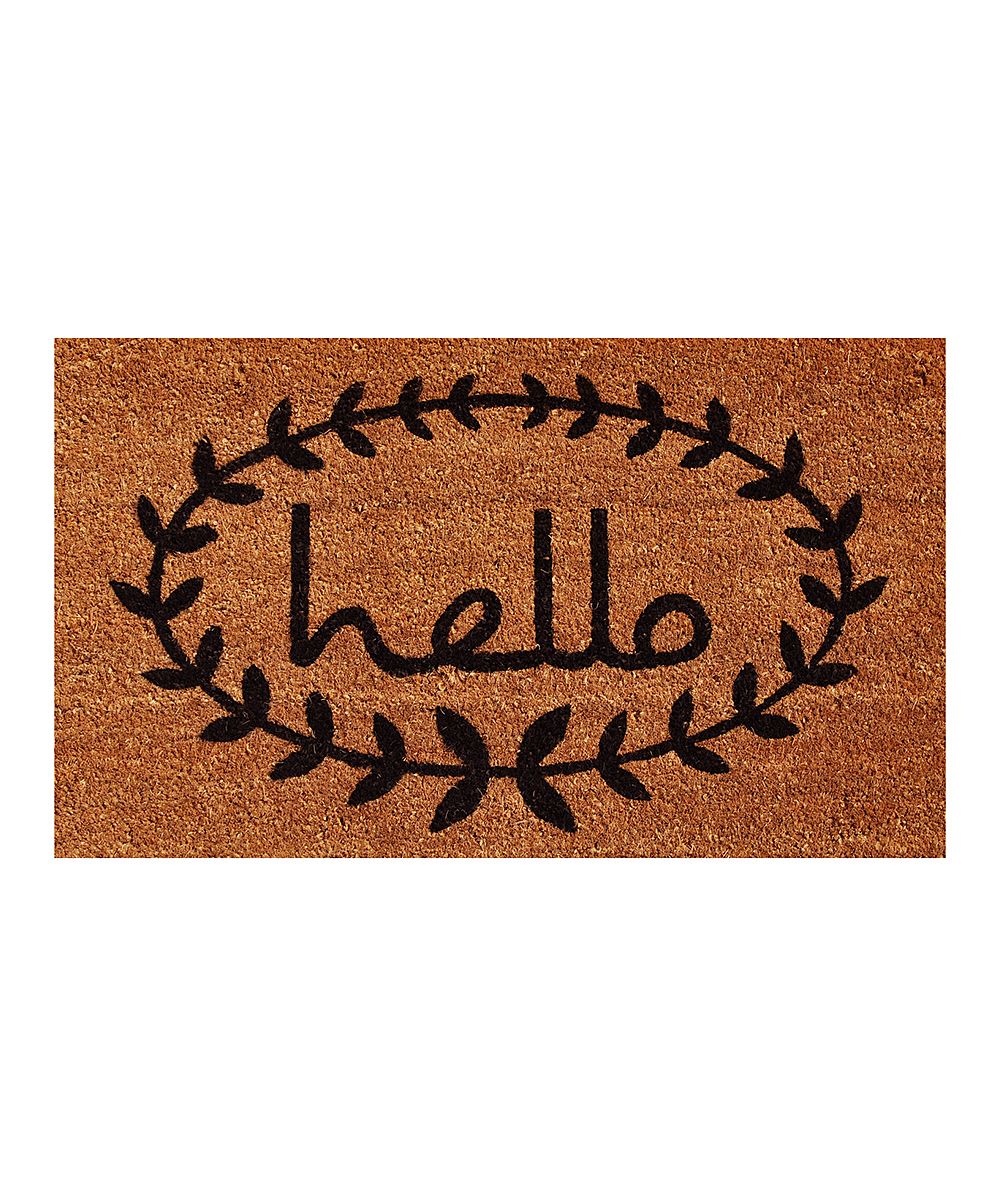 Natural & Black Calico 'Hello' Doormat | zulily