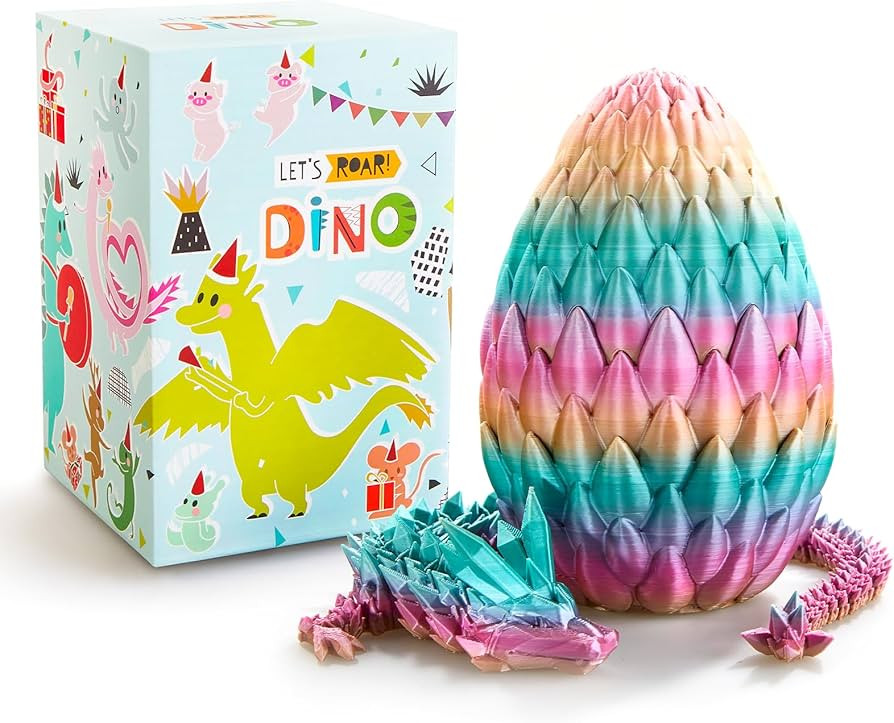 3D Printed Dragon Egg, 15 inchs Rainbow Luminous Dragon Toy,Articulated Crystal Dragon,Glow in Da... | Amazon (US)