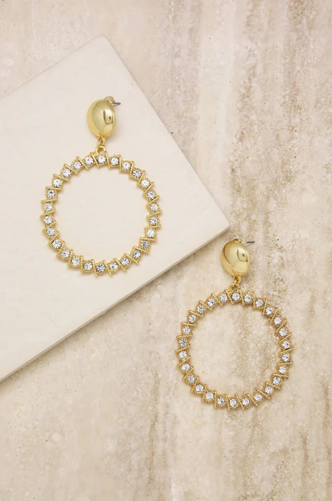 Cyclical Crystal Drop 18k Gold Plated Earrings | Ettika