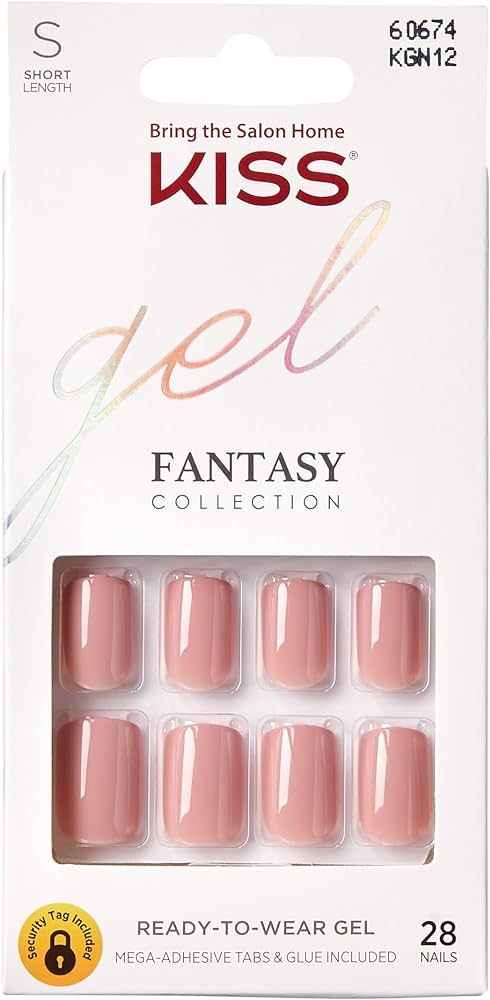 KISS Gel Fantasy Press On Nails, Nail glue included, Ribbons', Pink, Short Size, Squoval Shape, I... | Amazon (US)