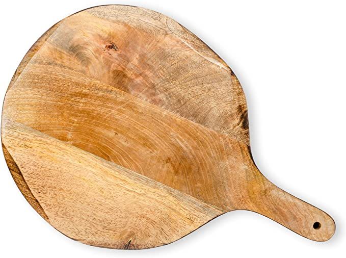 Amazon.com: GoCraft Round Wooden Cutting Board | Mango Wood Pizza Peel | Chopping, Prep, Serve Bo... | Amazon (US)