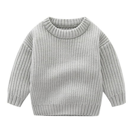 Toddler Baby Girls Winter Knitted Tops Toddler Baby Boys Girls Cute Solid Color Cute Winter Thick Casual Keep Warm Sweater New Toddler Boy Sweater Knit Pullover Tops Gray 80 | Walmart (US)
