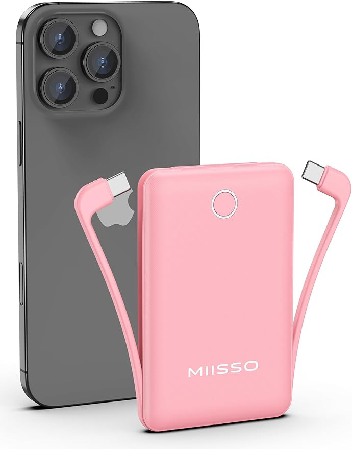 miisso 10000mAh Compatible with iPhone 15/16/17 and Android, Slim Portable Charger with Built in ... | Amazon (US)