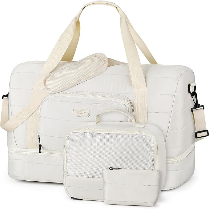 Travel Weekender Bag for Women, 21" Overnight Bag with Shoe Compartment 50L Large Travel Duffel B... | Amazon (US)