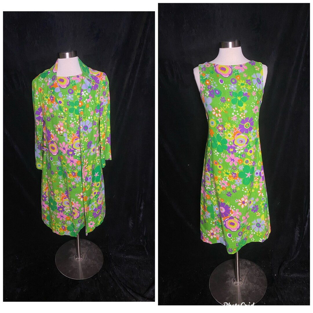 Vintage 1960’s lime green shift dress with matching coat, size small medium | Etsy (Global)