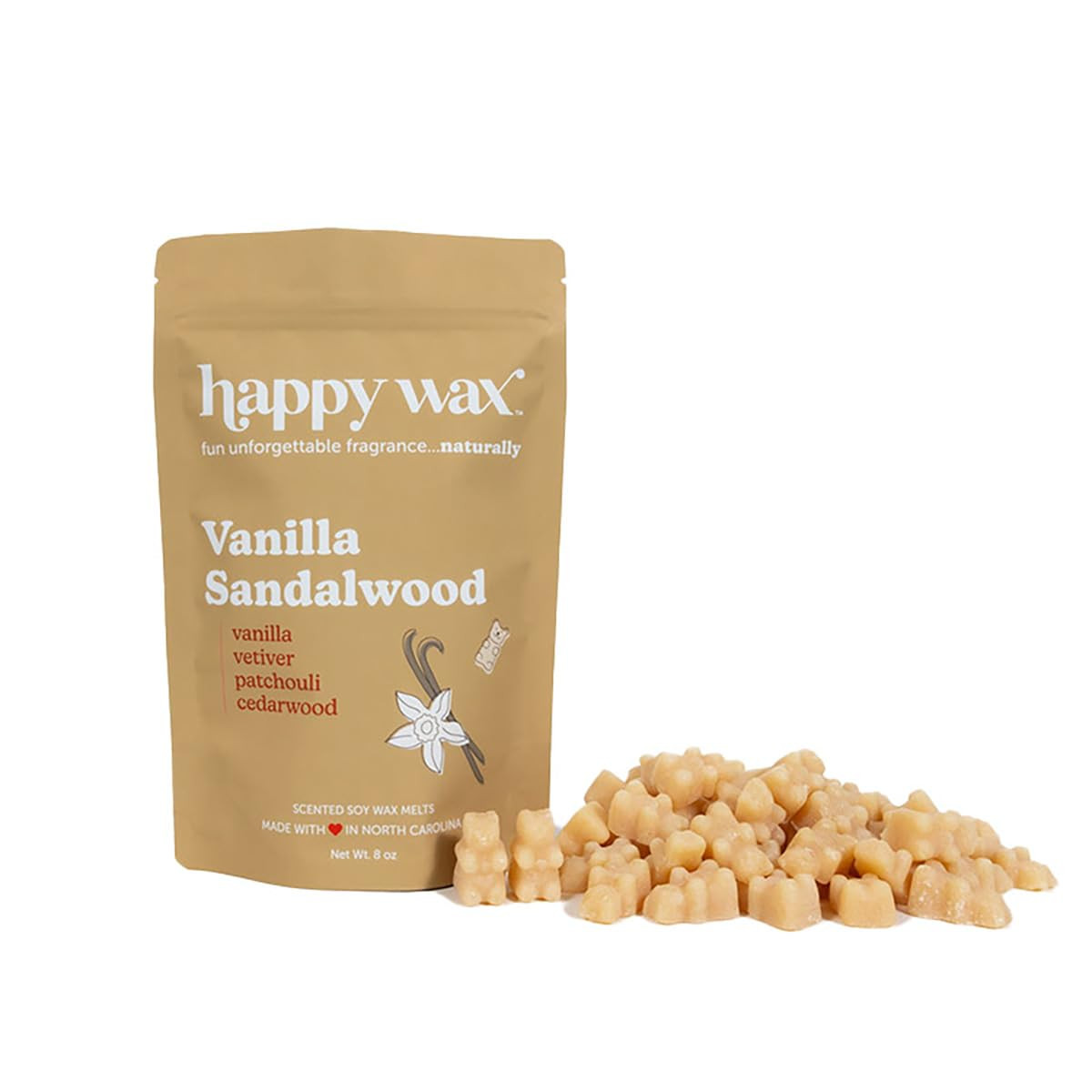 Happy Wax Vanilla Sandalwood Scented Bear Wax Melts - Natural Strong Vanilla Scented Wax Melts In... | Amazon (US)