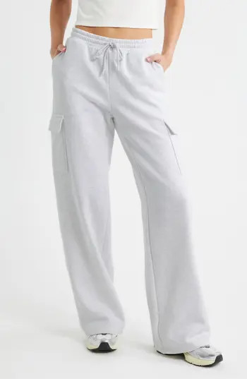 BP. Baggy Wide Leg Cargo Sweatpants in Grey Fog Heather at Nordstrom Rack, Size X-Small | Nordstrom Rack