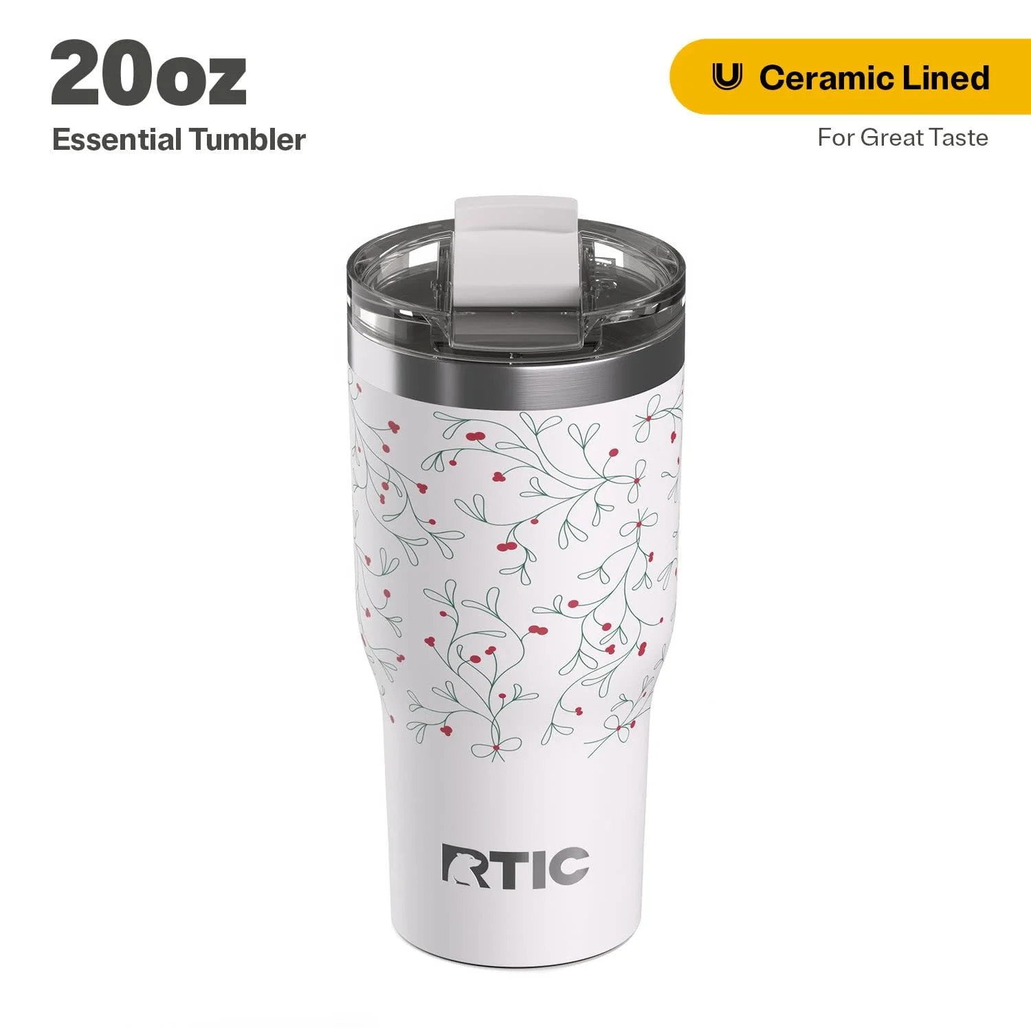RTIC 20 oz Ceramic Lined Insulated Essential Tumbler, Leak-Resistant Lid, Christmas, Holiday, Mis... | Walmart (US)