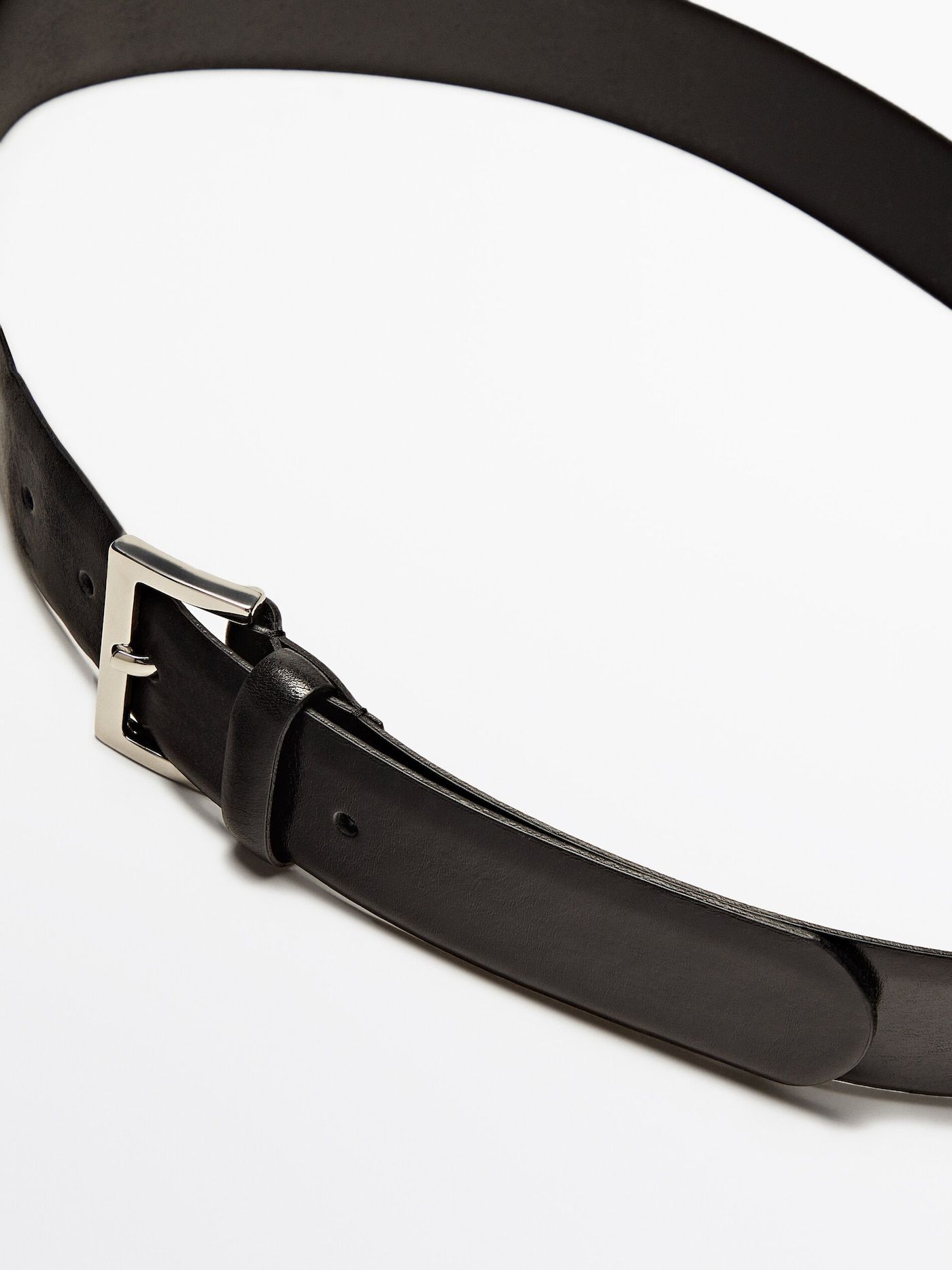 Leather belt with square buckle | Massimo Dutti UK