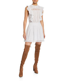 Lace Pintuck Short Dress with Ruffles | Bergdorf Goodman