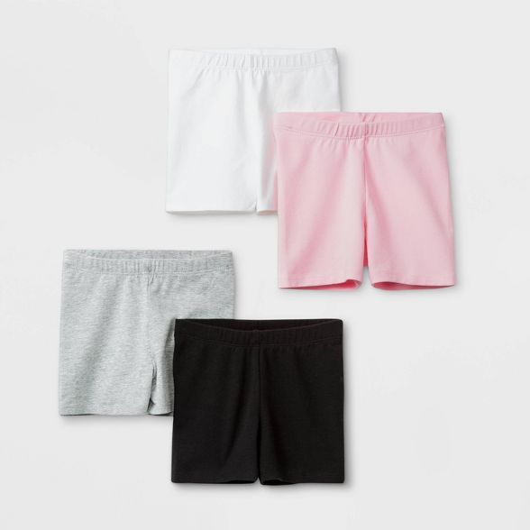 Toddler Girls' 4pk Tumble Shorts - Cat & Jack™ Black/White/Gray/Pink | Target