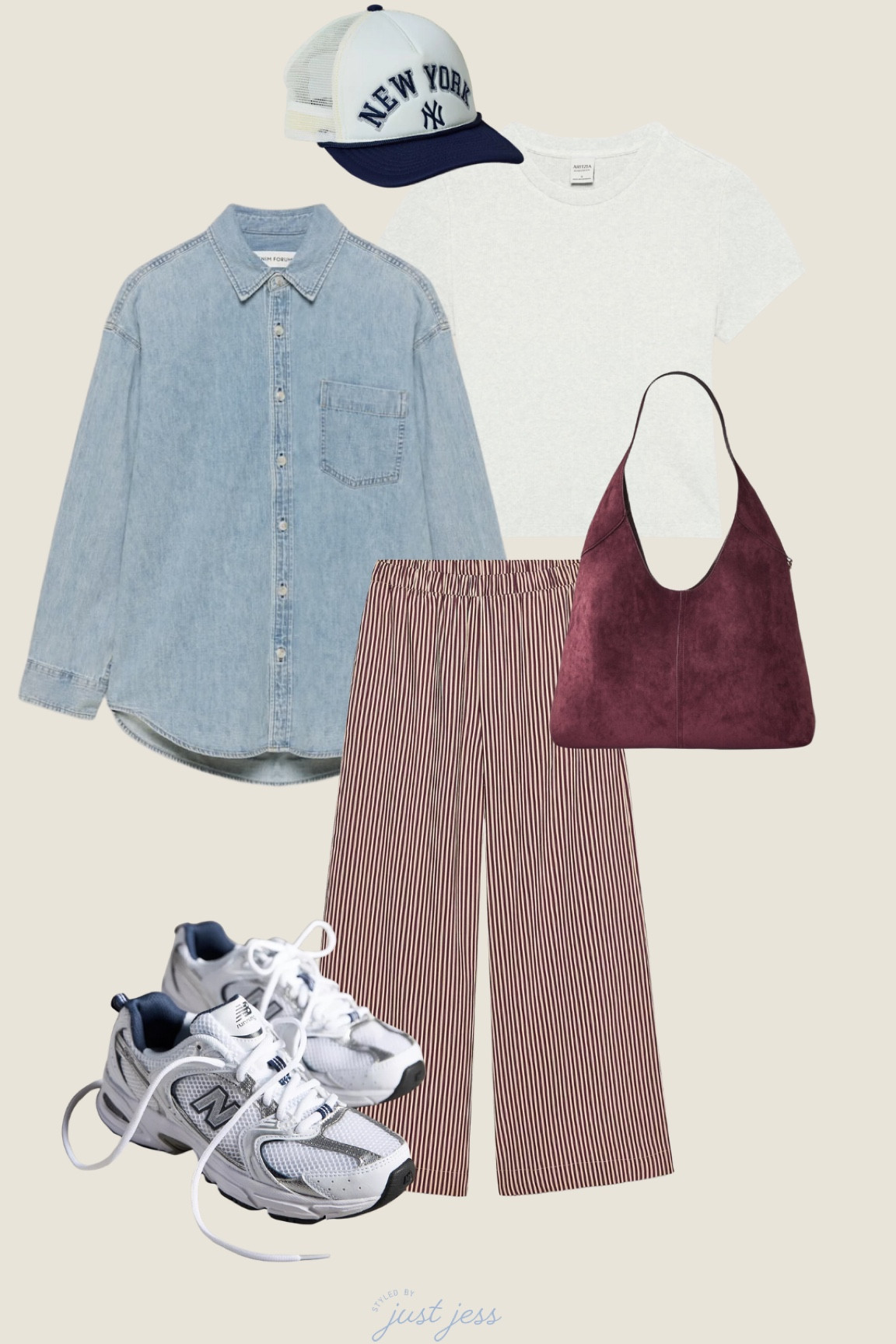 casual fall outfit inspiration for the girls - featuring new balance sneakers and denim shirt trends

// striped pants, new balance sneaker, fall fashionn 

#LTKSeasonal #LTKStyleTip #LTKFindsUnder100