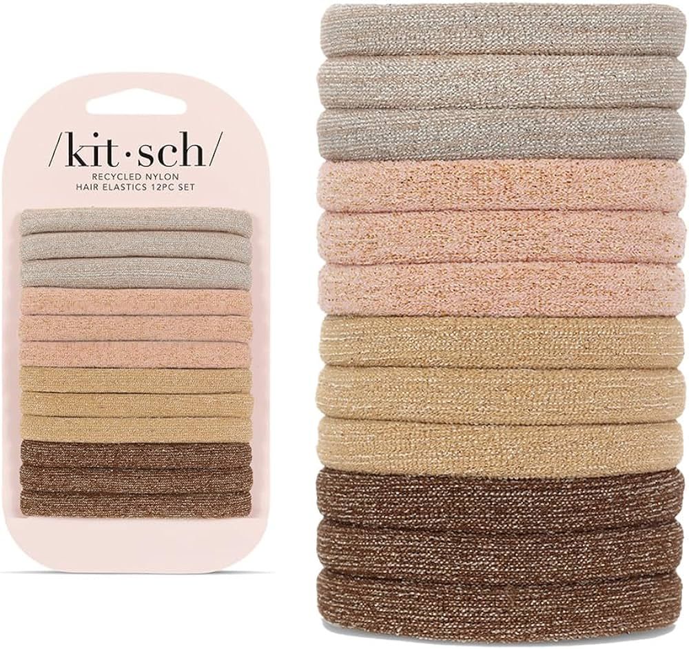 Kitsch Elastic Hair Ties for Women - Thick Hair Ties No Damage, Rubber Bands for Hair, Hair Bands... | Amazon (US)
