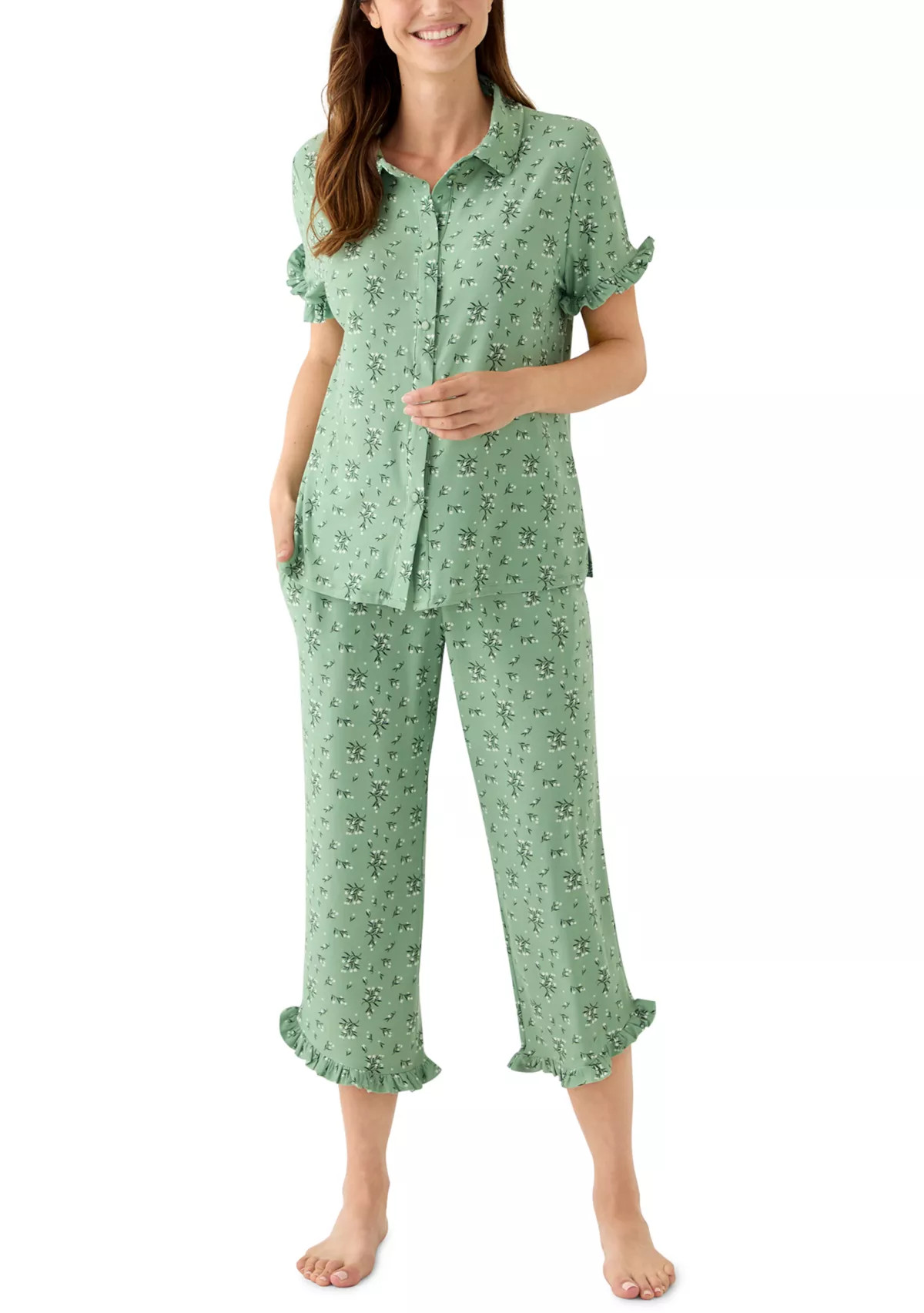 Women's Short Sleeve Ruffle Pajama Set | Belk