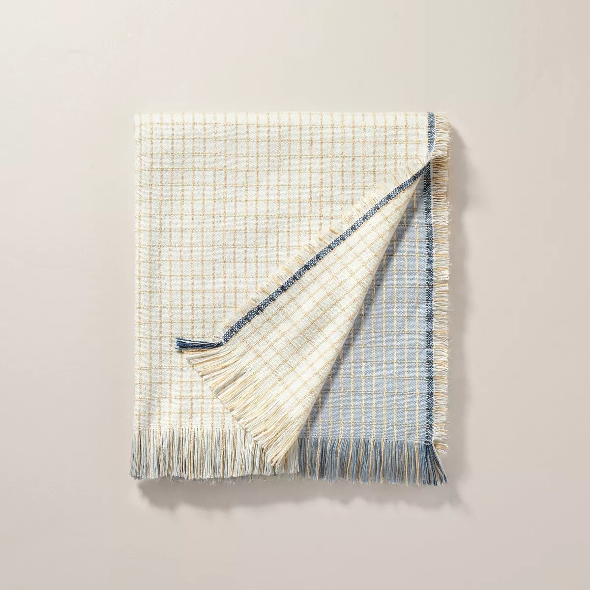 Colorblock Woven Throw Blanket Tan/Blue - Hearth & Hand™ with Magnolia | Target