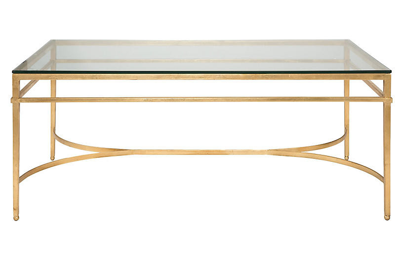 Larsen Glass Coffee Table, Gold | One Kings Lane