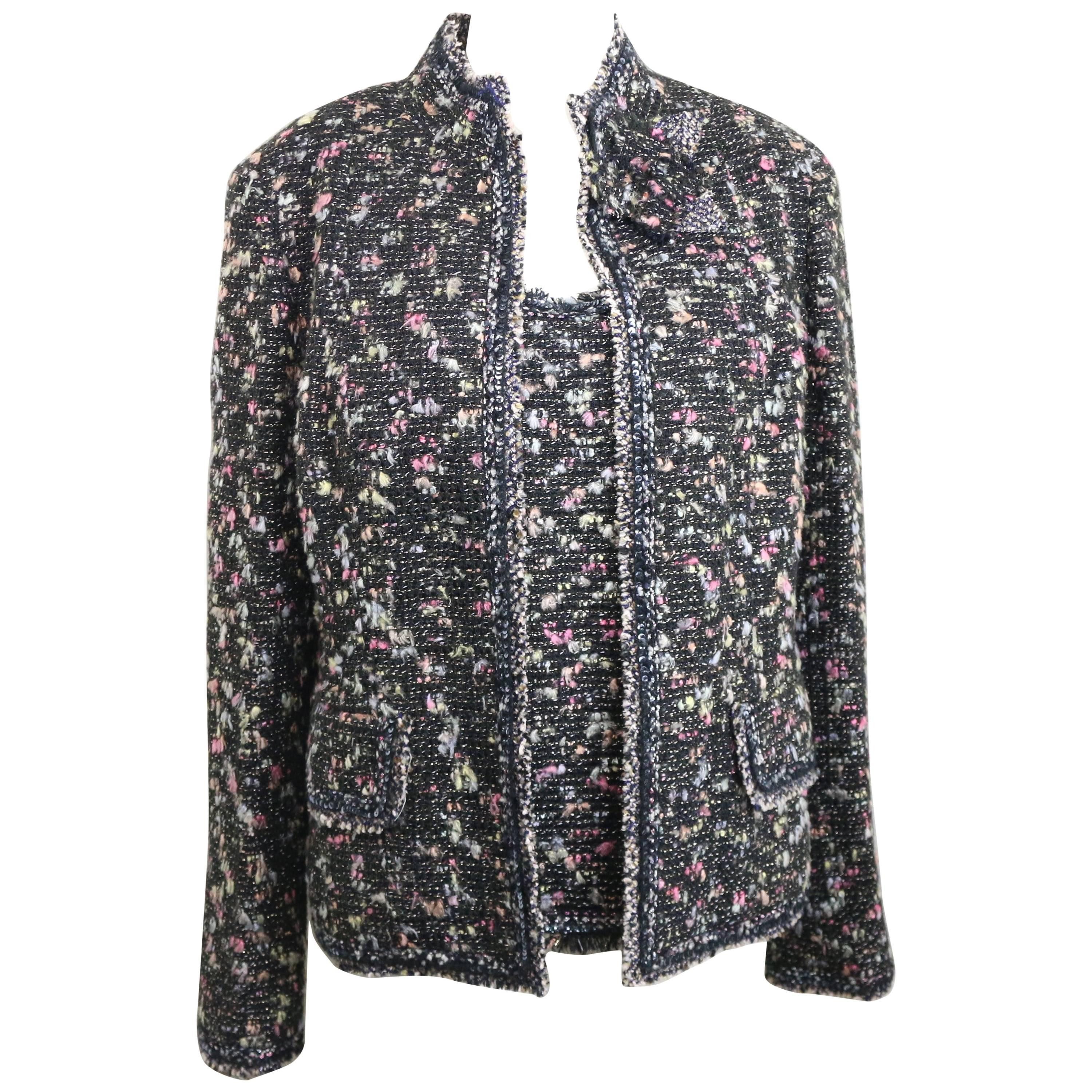 Chanel Black with Multi Colours Tweed Jacket and Sleeveless Top | 1stDibs